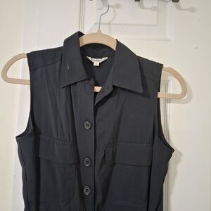 Max Studio Black Collared Top